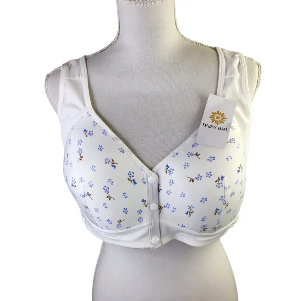 Daisy Bra NWT Front Snap Size 6XL Plus Wide Strap Soft Comfort Wireless Floral